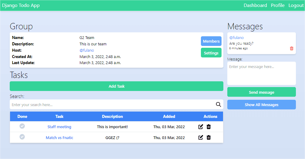 Django Todo App Image capture